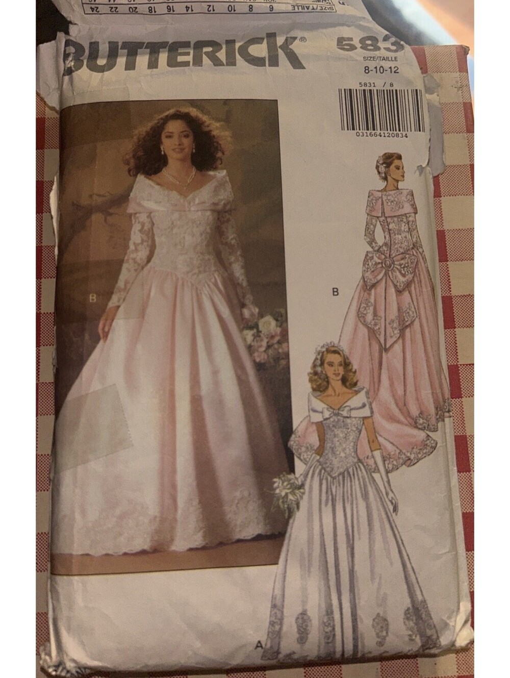 Vintage Butterick 5831 Wedding Dress Pattern Sz 14-16-18 Cut Complete 1991